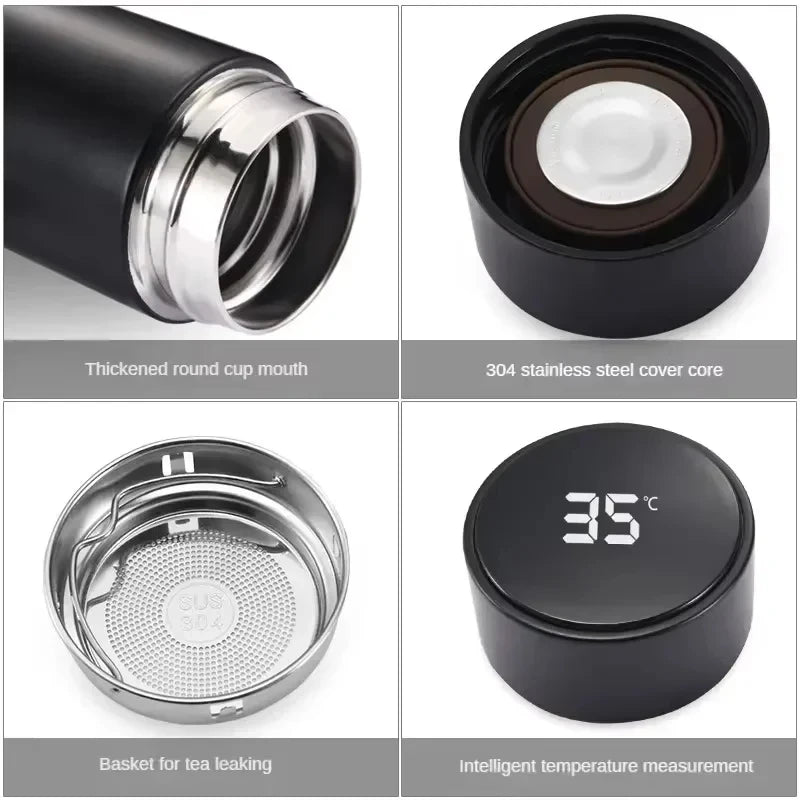 500ML Thermos Bottle Smart Cup 304 Stainless Steel Vacuum Digital With Temperature Display Insulated Intelligent Coffee Cup