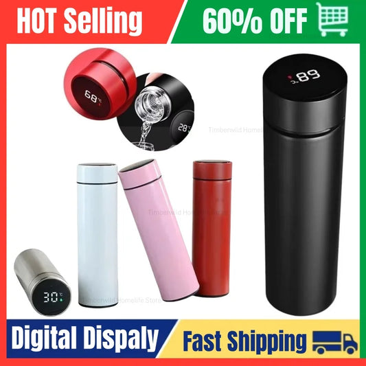 500ML Thermos Bottle Smart Cup 304 Stainless Steel Vacuum Digital With Temperature Display Insulated Intelligent Coffee Cup